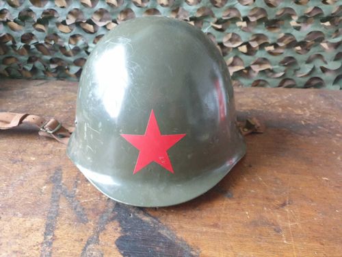Russian steel helmet with red star