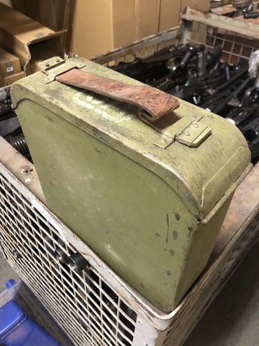 Maxim 1910 belt box with belt, WWII, Suomi Army M32 boxes